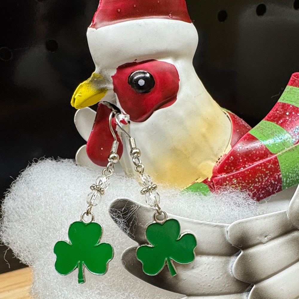 St. Patrick’s Day Green Shamrock Dangle Earrings 3/$22 - Picture 3 of 5